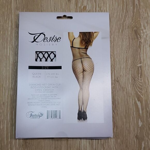 Desire Hosiery fishnet open cup and crotch bodystocking new in box women's plus - Picture 2 of 3